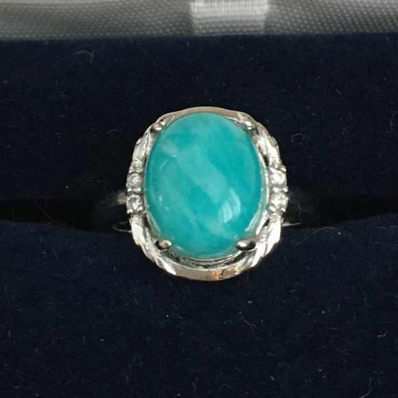 Vintage Jewelry - Gem amazonite sterling silver ring